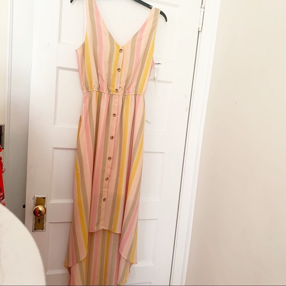 june & hudson multicolor striped high low dress M